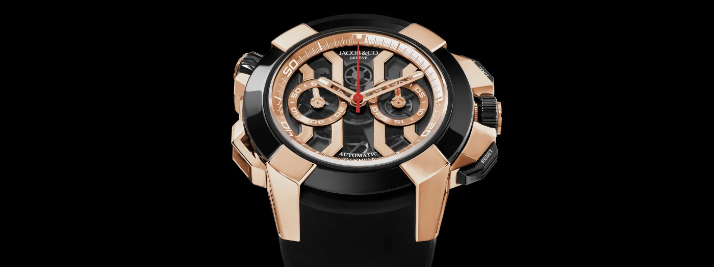 Epic X Chrono Rose Gold Black Bezel Auto Jacob Co