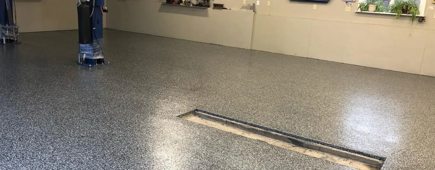 garage floor with epoxy floor coating in Chapel Hill