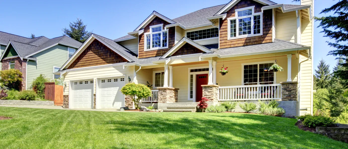 a large house with a lawn