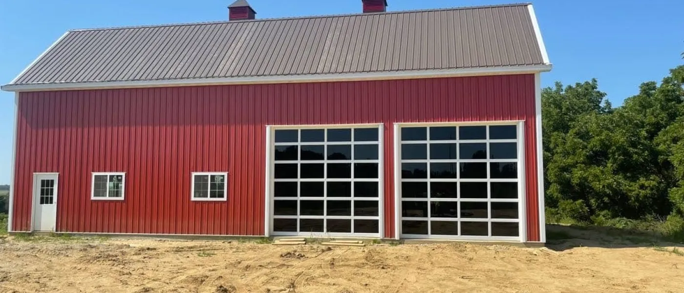 a building with a red roof
