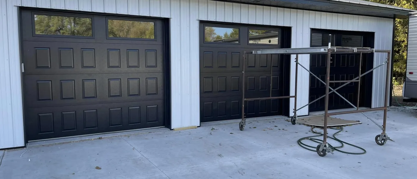 a building with a metal gate