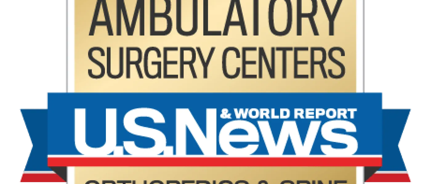 U.S. News best ambulatory surgery centers award badge for orthopedics and spine 2025