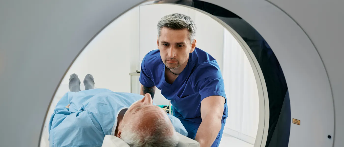 a man in a hospital bed