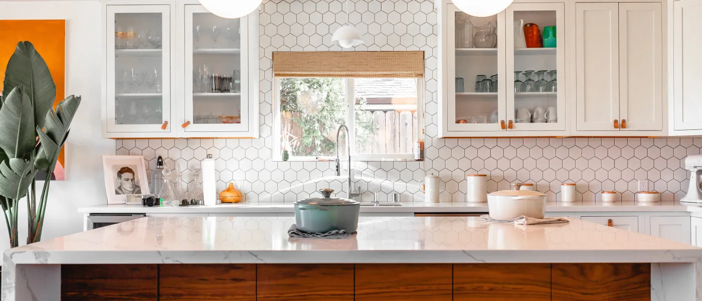 a kitchen with a sink and a window