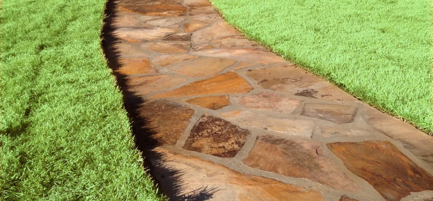 Brown flagstone walkway