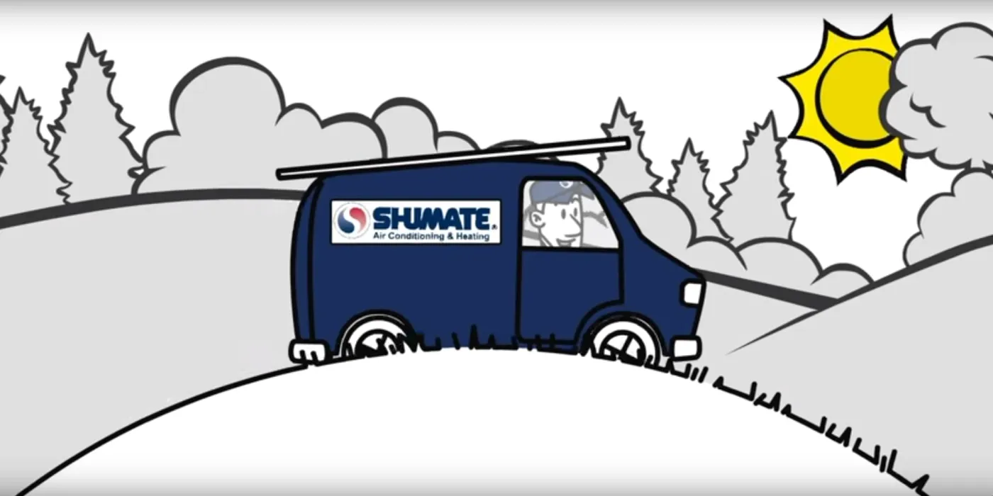 Illustrated Shumate service van on its way to a home