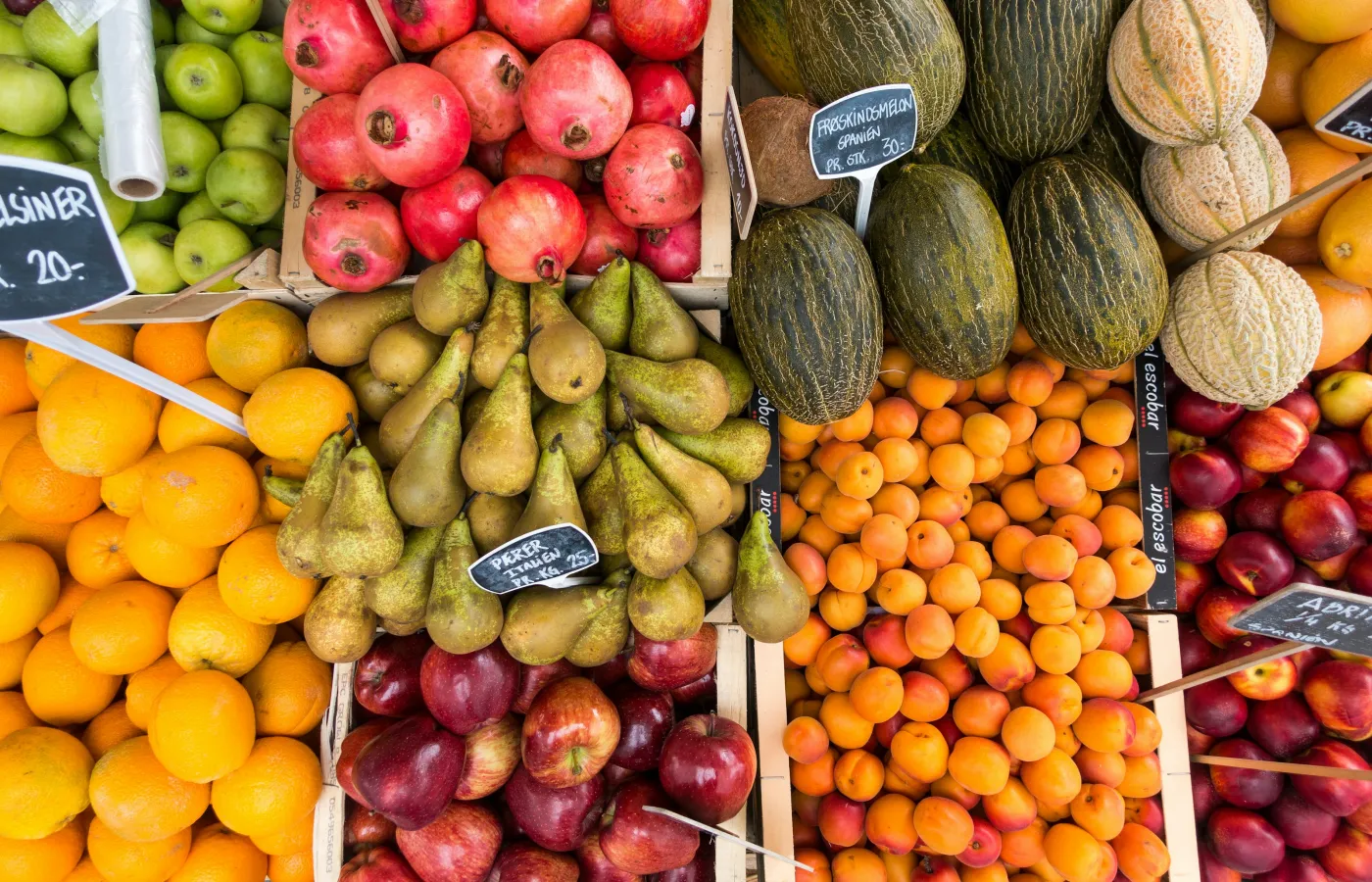 a variety of fruits are displayed