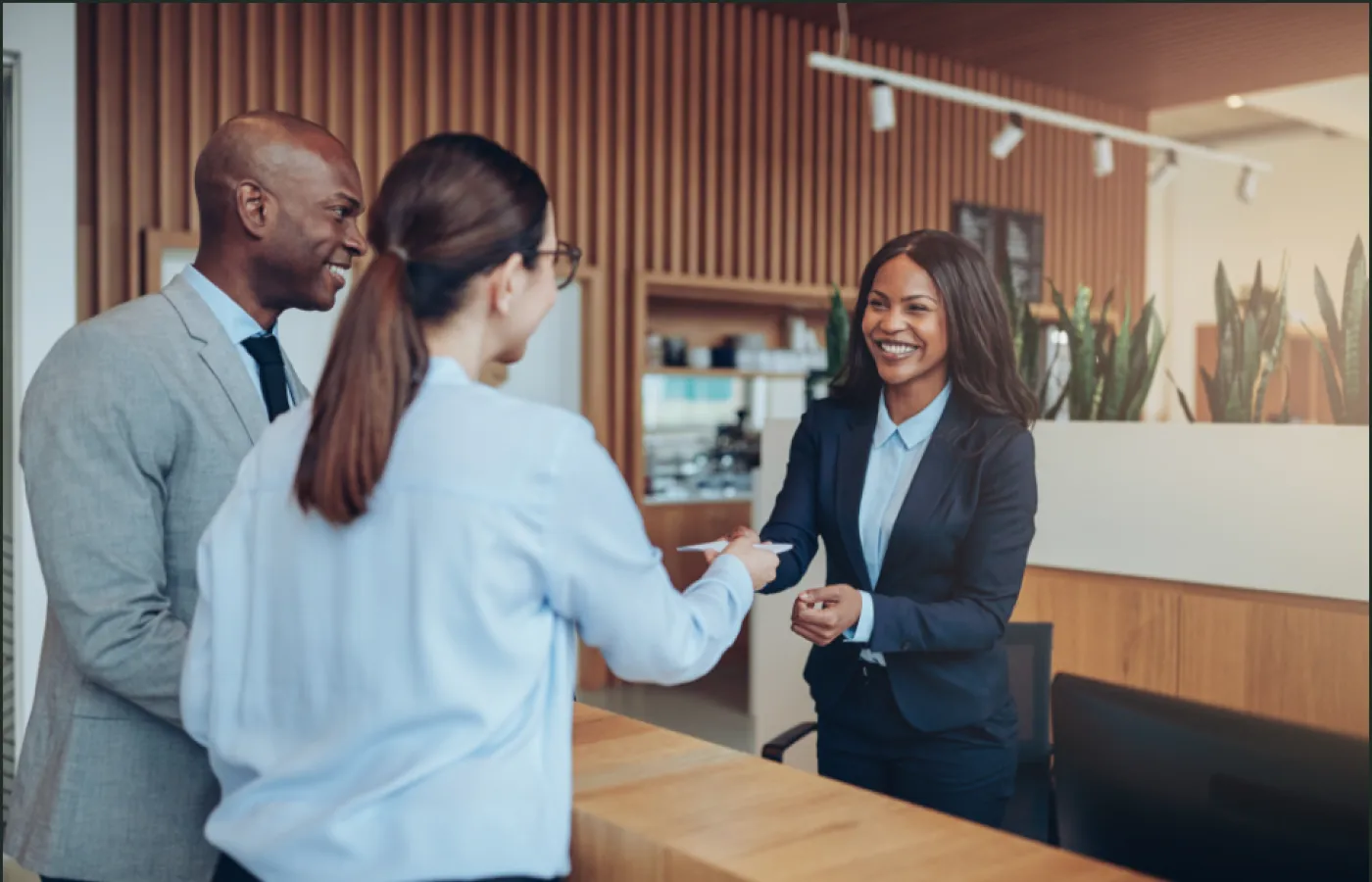 a few business people having a conversation