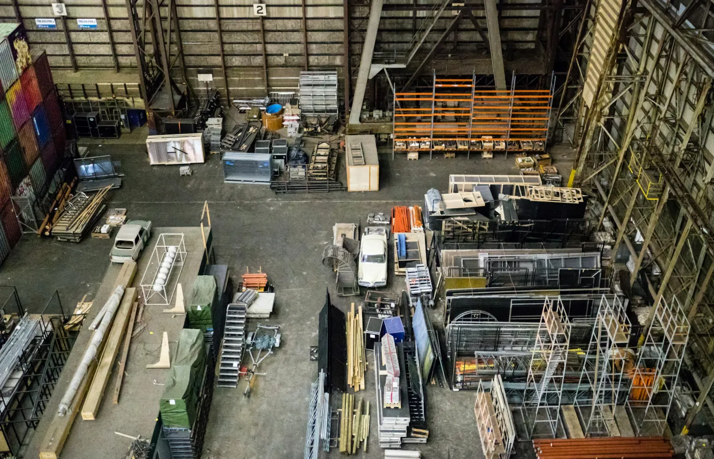 a large warehouse with many boxes
