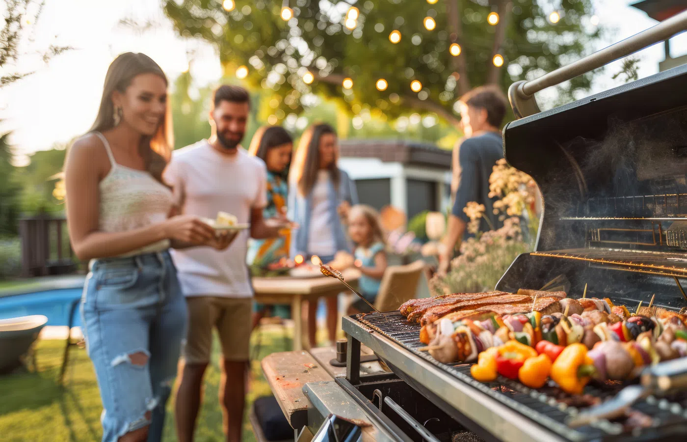family grilling outside with no mosquitos thanks to PestMaster of Greer