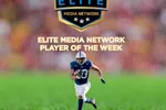 Football player Kaytron Allen of Penn State runs with ball, Elite Media Network Player of the Week honored.