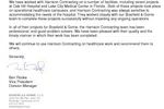 Endorsement letter from Brasfield & Gorrie praising Harrison Contracting's healthcare project work dated October 20, 2016