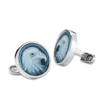 Pager to activate White Gold Carved Blue Agate Eagle Cufflinks