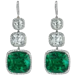 Pager to activate Cushion Cut Emerald Drop Earrings