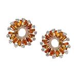 Pager to activate Orange Sapphires and Round Cut Diamonds Earrings