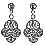 Pager to activate Lace Black Plated Diamond Lace Earrings