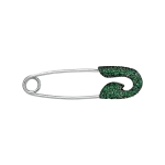 Pager to activate White Gold Tsavorite Safety Pin