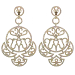 Pager to activate Yellow Gold Diamond Lace Chandelier Earrings