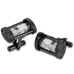 Pager to activate Hour Glass Black PVD Cufflinks