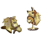 Pager to activate Two Tone Gold Horse Head Cufflinks