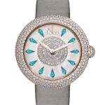 Pager to activate Brilliant Half Pave Rose Gold Icy Blue Sapphires 38mm