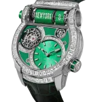 Pager to activate Epic SF24 Tourbillon Baguette Green Dial White Gold