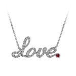 Pager to activate White Gold Pave Love Necklace Ruby