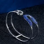 Pager to activate White Gold Blue Sapphire and Diamond Safety Pin Bracelet