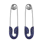 Pager to activate White Gold Sapphire Safety Pin Earrings