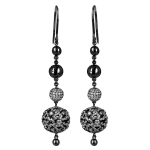 Pager to activate Lace Black Plated Diamond Ball Earrings