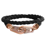 Pager to activate Perfect Fit Bracelet Double Strap Rose Gold with White Diamonds on Black Rope