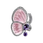 Pager to activate Pink Quartz Papillon Ring