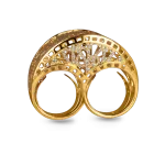 Pager to activate Two Finger Yellow Gold Cocktail Ring