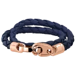 Pager to activate Perfect Fit Bracelet Double Strap Rose Gold Blue Leather