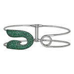Pager to activate White Gold Emerald and White Diamonds Safety Pin Cuff