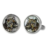 Pager to activate Curved Snow Leopard Cufflinks
