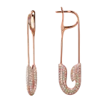 Pager to activate Rose Gold Diamond Safety Pin Earrings