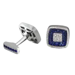 Pager to activate Square Cufflinks Sapphires and White Diamonds