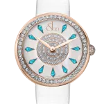 Pager to activate Brilliant One Row Rose Gold Icy Blue Sapphires 38mm