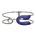Pager to activate White Gold Blue Sapphire Safety Pin Bracelet
