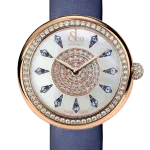 Pager to activate Brilliant One Row Rose Gold Blue Sapphires 44mm