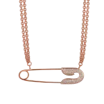 Pager to activate Large Rose Gold Safety Pin Necklace