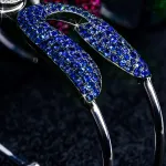 Pager to activate White Gold Blue Sapphire and Diamond Safety Pin Bracelet