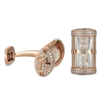 Pager to activate Rose Gold Pave Set Hour Glass Cufflinks