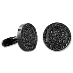 Pager to activate Black Plated Circular Cufflinks