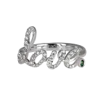 Pager to activate White Gold Pave Love Ring Green Topaz