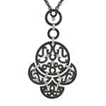 Pager to activate Lace Black Plated Diamond Lace Pendant