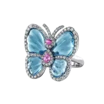 Pager to activate Blue Topaz Papillon Ring
