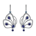 Pager to activate Short Blue Sapphire Papillon Earrings