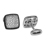 Pager to activate White Gold Square Cufflinks White and Black Diamonds